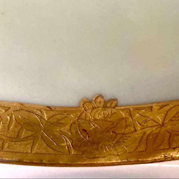 Gorgeous Deco Hand Painted 14kt Gold Trim Handle Serving/Display Plate - Picture 5 of 8
